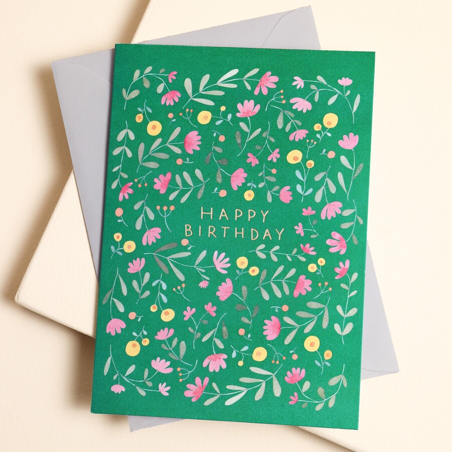 Green Floral Greetings Card | Ohh Deer | Lisa Angel