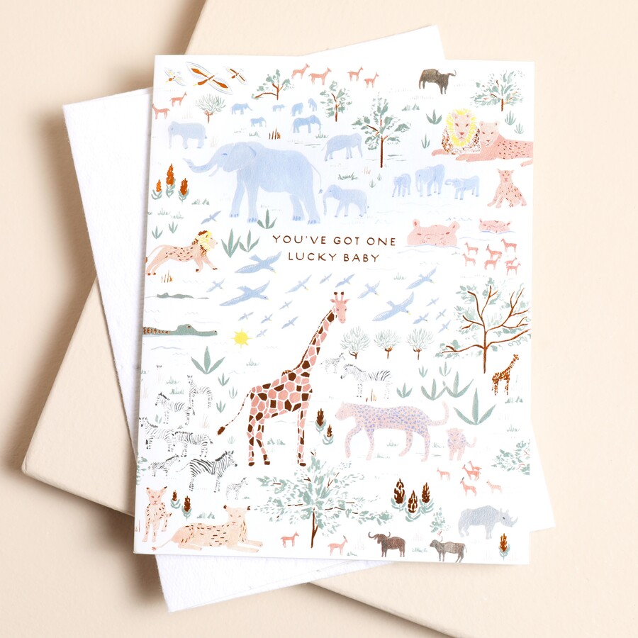 One Lucky Baby Greetings Card | Ohh Deer | Lisa Angel