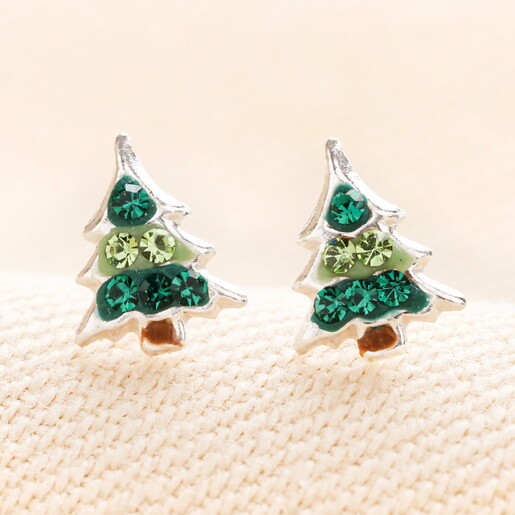 Crystal Christmas Tree Stud Earrings