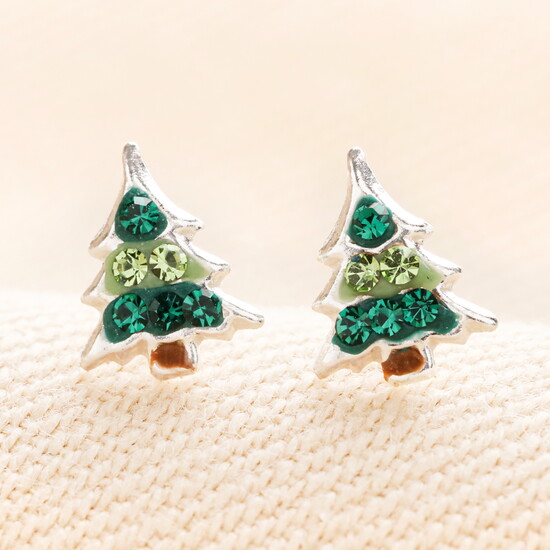 Sterling Silver Preciosa Crystal Tree Stud Earrings
