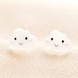 Enamel White Cloud Stud Earrings