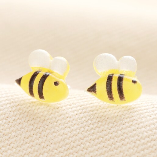 Enamel Yellow Bee Stud Earrings