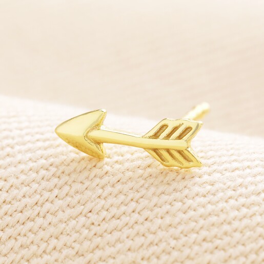 Sterling Silver Arrow Piercing Earring in Gold