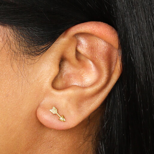 Sterling Silver Arrow Piercing Earring in Gold
