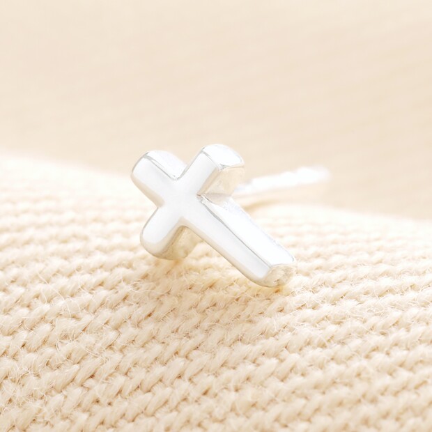 Sterling Silver Cross Piercing Earring