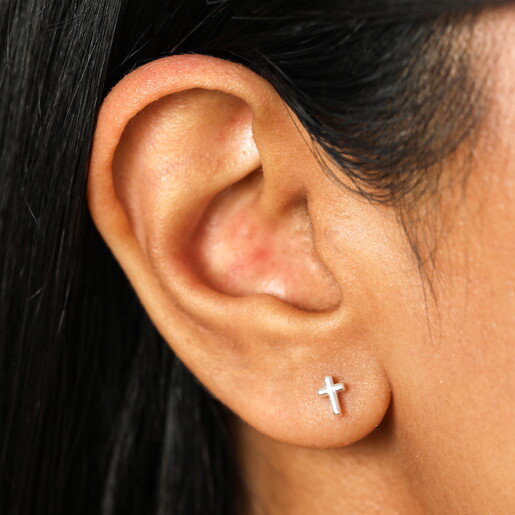 Sterling Silver Cross Piercing Earring