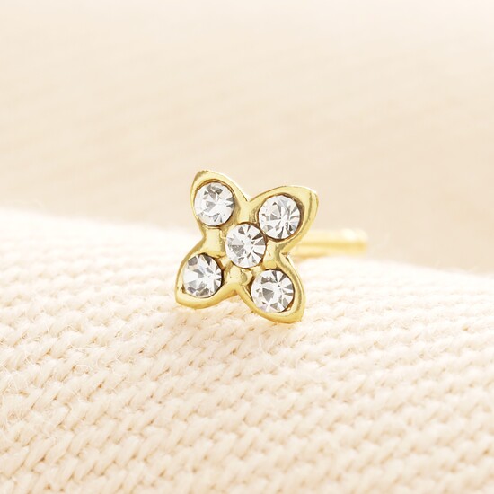 Sterling Silver Crystal Flower Piercing in Gold