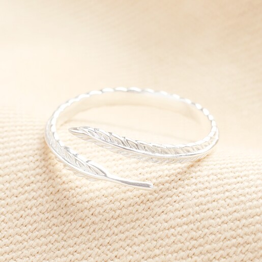 Sterling Silver Feather Adjustable Ring
