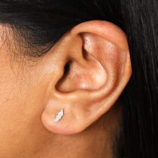 Sterling Silver Feather Piercing Earring