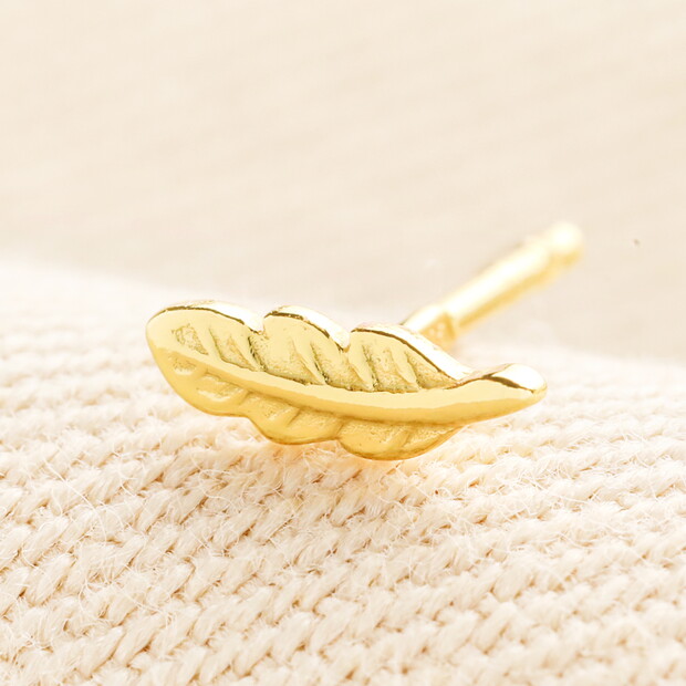 Sterling Silver Feather Piercing Earring in Gold Sterling Silver Feather Piercing Earring in Gold