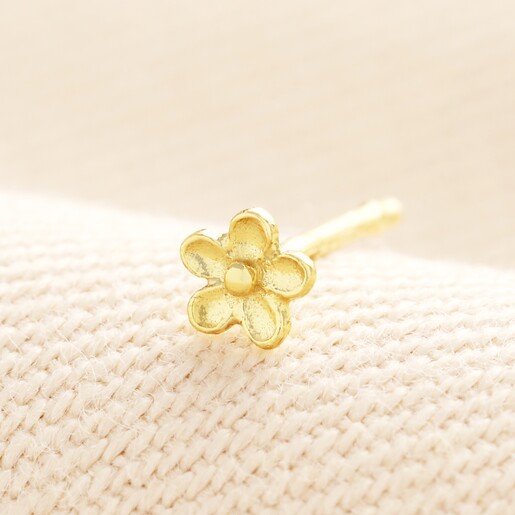 Sterling Silver Flower Piercing Earring in Gold