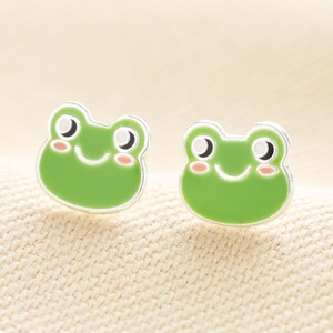 Sterling Silver Enamel Frog Stud Earrings 
