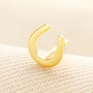 Sterling Silver Horseshoe Piercing Earring in Gold