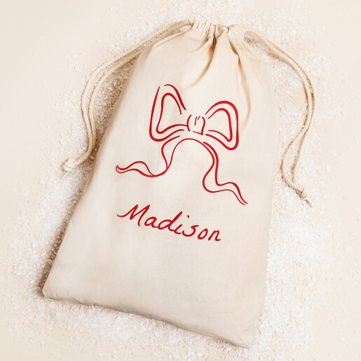 Personalised Small Christmas Bow Sack Personalised Small Christmas Bow Sack