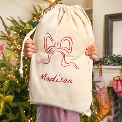 Personalised Small Christmas Bow Sack