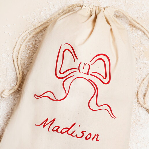 Personalised Small Christmas Bow Sack Personalised Small Christmas Bow Sack