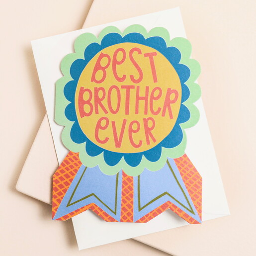 Raspberry Blossom 'Best Brother' Mini Greetings Card