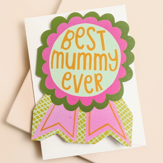 Raspberry Blossom 'Best Mummy' Mini Greetings Card
