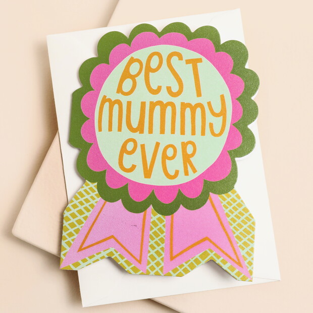 Raspberry Blossom 'Best Mummy' Mini Greetings Card