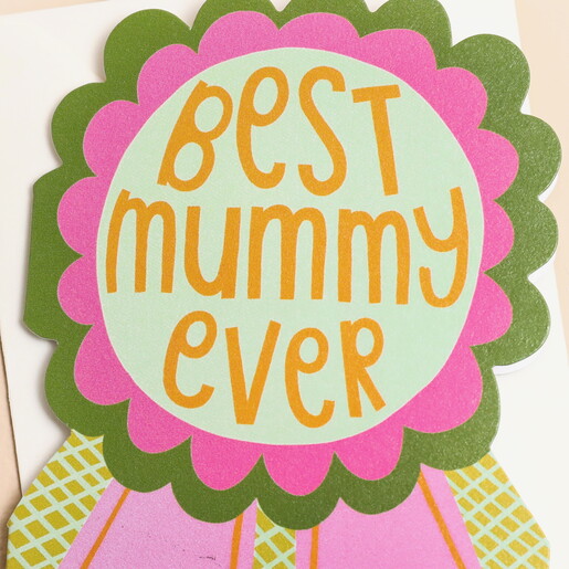 Raspberry Blossom 'Best Mummy' Mini Greetings Card