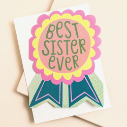 Raspberry Blossom 'Best Sister' Mini Greetings Card