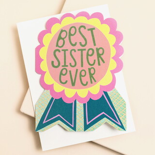 Raspberry Blossom 'Best Sister' Mini Greetings Card