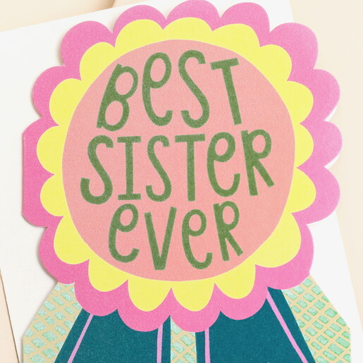 Raspberry Blossom 'Best Sister' Mini Greetings Card