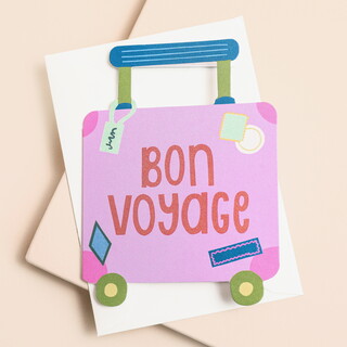 Raspberry Blossom 'Bon Voyage' Mini Greetings Card