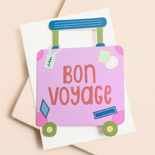 Raspberry Blossom 'Bon Voyage' Mini Greetings Card
