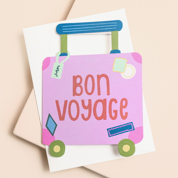 Raspberry Blossom 'Bon Voyage' Mini Greetings Card