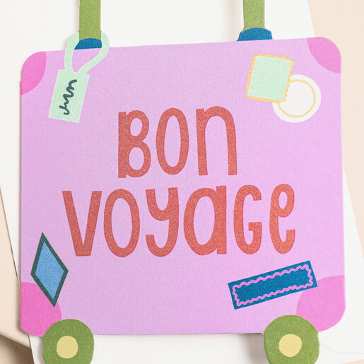 Raspberry Blossom 'Bon Voyage' Mini Greetings Card