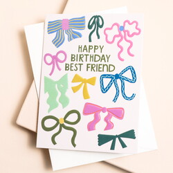 Raspberry Blossom 'Happy Birthday Best Friend' Mini Greetings Card