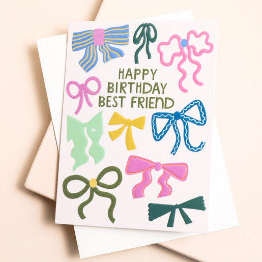 Raspberry Blossom 'Happy Birthday Best Friend' Mini Greetings Card