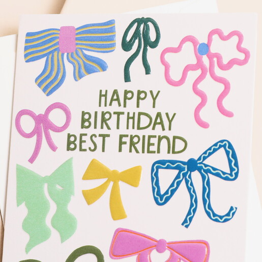 Raspberry Blossom 'Happy Birthday Best Friend' Mini Greetings Card