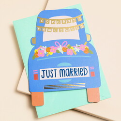 Raspberry Blossom 'Just Married' Greetings Card