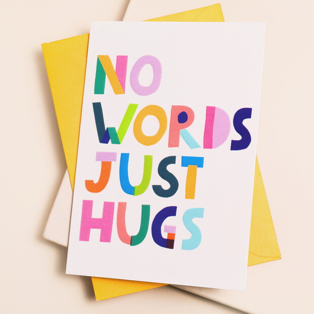 Raspberry Blossom 'No Words Just Hugs' Greetings Card