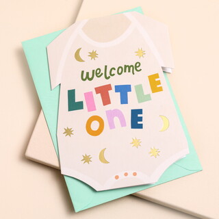 Raspberry Blossom 'Welcome Little One' Greetings Card