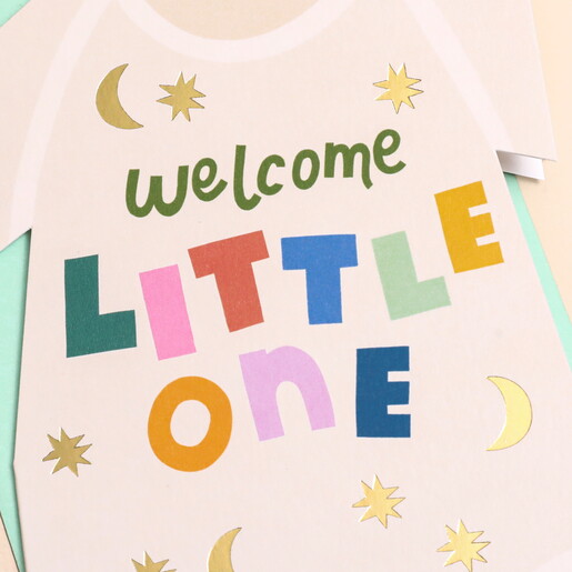Raspberry Blossom 'Welcome Little One' Greetings Card