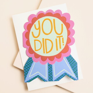Raspberry Blossom 'You Did It!' Mini Greetings Card