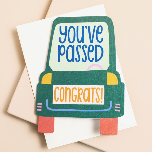 Raspberry Blossom 'You've Passed' Mini Greetings Card