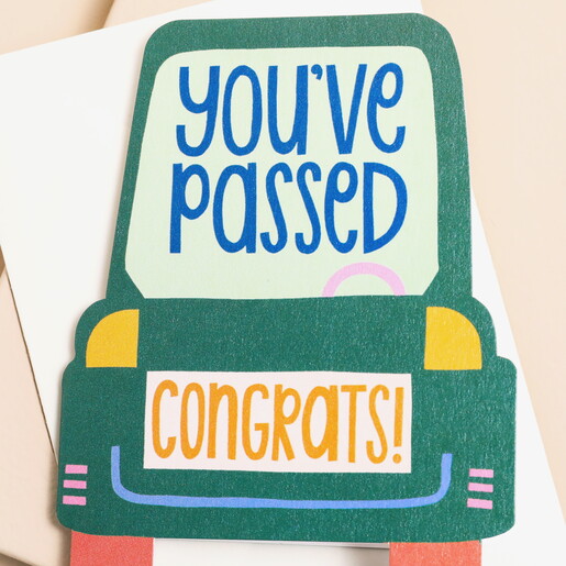 Raspberry Blossom 'You've Passed' Mini Greetings Card