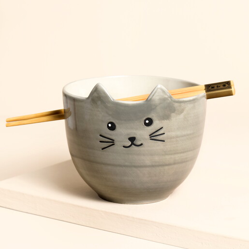 Sass & Belle Cat Noodle Bowl With Chopsticks