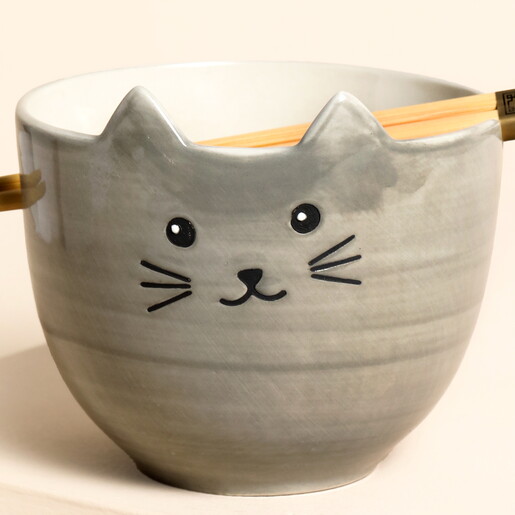 Sass & Belle Cat Noodle Bowl With Chopsticks