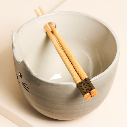 Sass & Belle Cat Noodle Bowl With Chopsticks