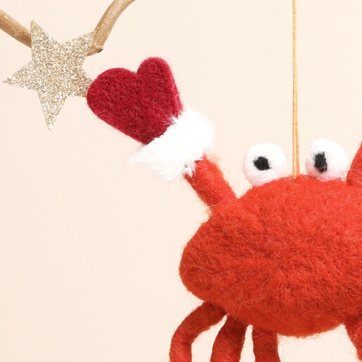 Sass & Belle Crab with Star Felt Hanging Decoration