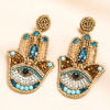 Beaded Rainbow Hamsa Hand Drop Earrings