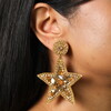 Beaded Star Drop Earrings in Gold