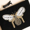 Close Up of Black Velvet Bee Embroidered Pouch