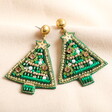Christmas Tree Beaded Drop Earrings