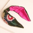 Green Velvet Floral Embroidered Headband